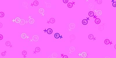 Light Pink vector backdrop with woman power symbols