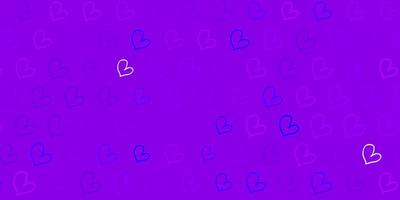 Light Purple vector pattern with colorful hearts