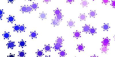 Light pink blue vector pattern with coronavirus elements