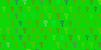 Light Green Red vector texture with women rights symbols