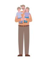 father with sons vector