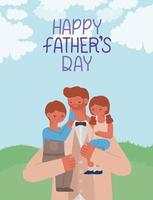 fathers day card and cute family vector