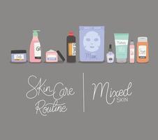 skin care routine and lettering vector illustration design