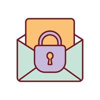 envelope with a paper and one padlock on a white background vector illustration design