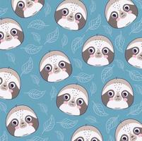 cute sloths heads pattern background vector