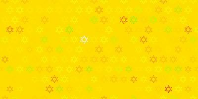 Dark green yellow vector background with covid19 symbols