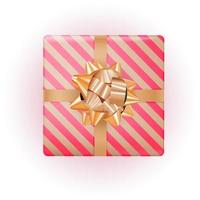 Gift Box with Golden Bow and Ribbon. Vector Illustration EPS10