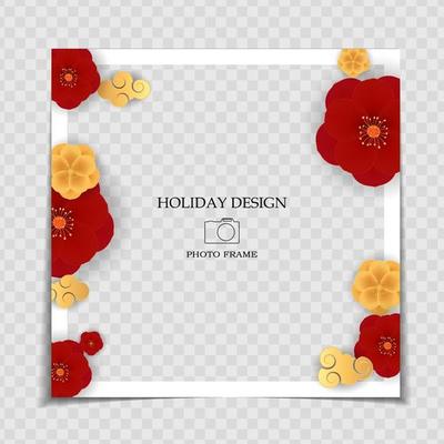 Holiday Background Photo Frame Template. Chinese New Year Concept for post in Social Network. Vector Illustration. EPS10