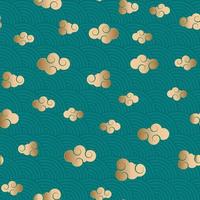 Abstract Chinese Seamless Pattern Background with golden clouds. Vector Illustration EPS10