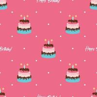 Cute Birthday Seamless Pattern Background with Cake, Candles. Design Element for Party Invitation, Congratulation. Vector Illustration EPS10