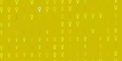 patrón de vector amarillo verde claro con elementos de feminismo