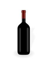 Colorful naturalistic closed 3D wine bottle without label. Vector Illustration