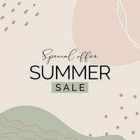 Summer Sale Natural Background with Abstract Shapes. Vector Illustration