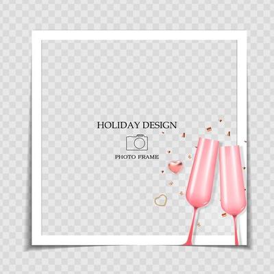 Holiday Background Photo Frame Template. Valentine s Day Love Concept for post in Social Network. Vector Illustration EPS10