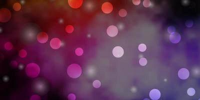 Dark Pink Yellow vector background with circles stars