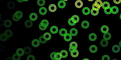 textura de vector amarillo verde oscuro con símbolos de enfermedad