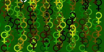 Light Green Yellow vector texture with women rights symbols