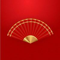 Realistic 3D red Chinese fan isolated on white background. Design element for Chinese New Year celebration EPS10 vector