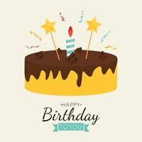 Cute Birthday Cake Icon with Candles. Design Element for Party Invitation, Congratulation. Vector Illustration EPS10