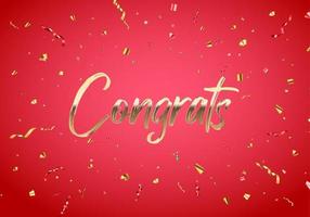 Congratulations banner design with Confetti and Glossy Glitter Ribbon for Party Holiday Background. Vector Illustration