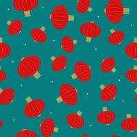 Flat red hanging Chinese lanternseamless pattern background for Chinese New Year celebration. Vector Illustration EPS10