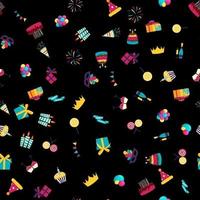 Cute Birthday Seamless Pattern Background with Cake, Candles. Design Element for Party Invitation, Congratulation. Vector Illustration EPS10