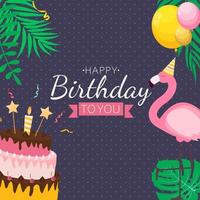 Birthday Card, Congratulation Template Vector Illustration