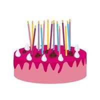 lindo icono de pastel de cumpleaños con velas. elemento de diseño para invitación a fiesta, felicitación. ilustración vectorial eps10 vector