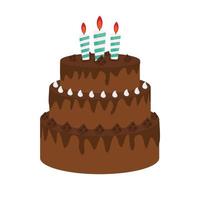 Cute Birthday Cake Icon with Candles. Design Element for Party Invitation, Congratulation. Vector Illustration EPS10