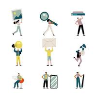 people lifting objects avatars characters vector