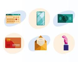 bundle of six tax day set icons vector