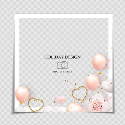 Holiday Background Photo Frame Template. Valentine s Day Love Concept for post in Social Network. Vector Illustration. EPS10