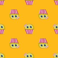 Little Cute Cupcake Seamless Pattern Background. Vector Illustration