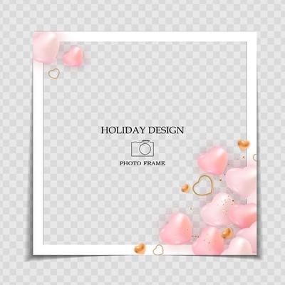 Holiday Background Photo Frame Template. Valentine s Day Love Concept for post in Social Network. Vector Illustration EPS10