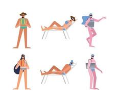 Summer people cartoons with swimwear icon collection vector design