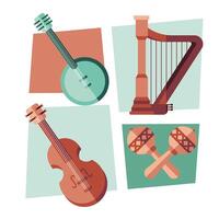 music instruments symbol group vector design