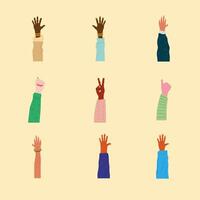 bundle of nine diversity hands humans up vector