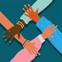 diversity hands humans team together icons vector