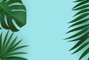 Natural Realistic Green and Gold Palm Leaf Tropical Background. Vector illustration EPS10