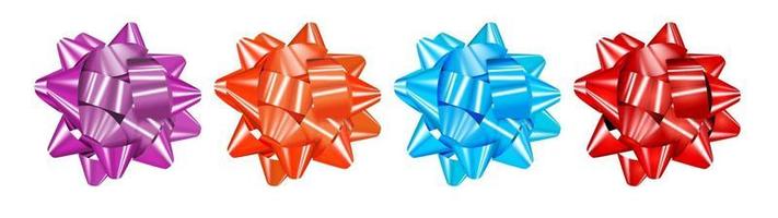 Set of colorful bows isolated on white. Realistic design elements for holiday. Vector Illustration EPS10