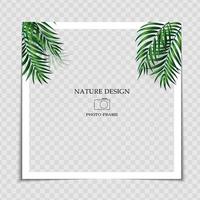 Natural Background Photo Frame Template with Palm leaves for post in Social Network. Vector Illustration EPS10