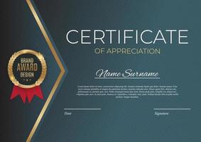 Certificate of achievement template set Background with gold badge and border. Award diploma design blank. Vector Illustration