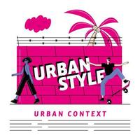 Urban and city woman and man cartoon vector design