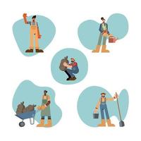 Farm people icon set vector design