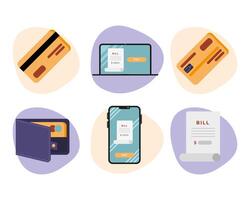 Debit icon set vector design