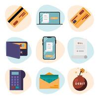 Debit icon collection vector design