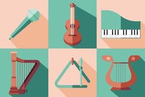 music instruments symbol set vector design