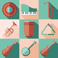 diseño de vector de colección de iconos de instrumentos musicales