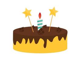 Cute Birthday Cake Icon with Candles. Design Element for Party Invitation, Congratulation. Vector Illustration EPS10