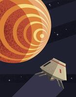 Space robot and mars planet vector design